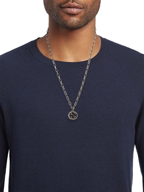 gucci men's necklace silver|gucci link necklace men.